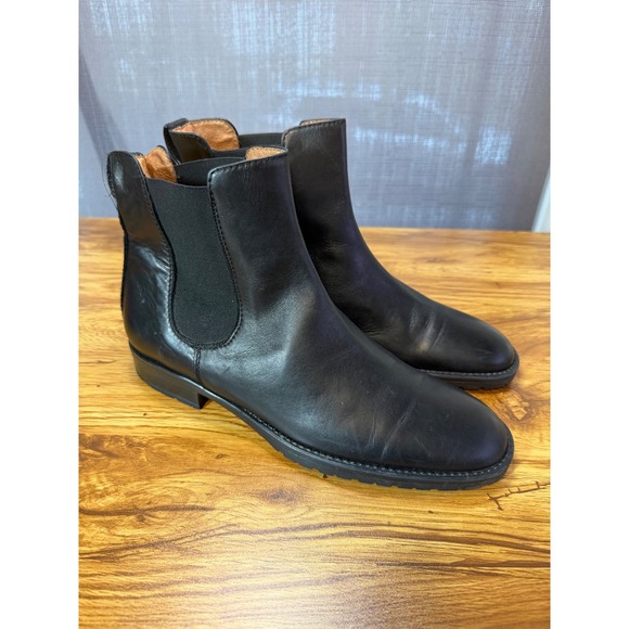 J.Crew Men\'s Black Leather Chelsea Boots Almond Toe Pull On Ankle Boots Sz 10 main image 8